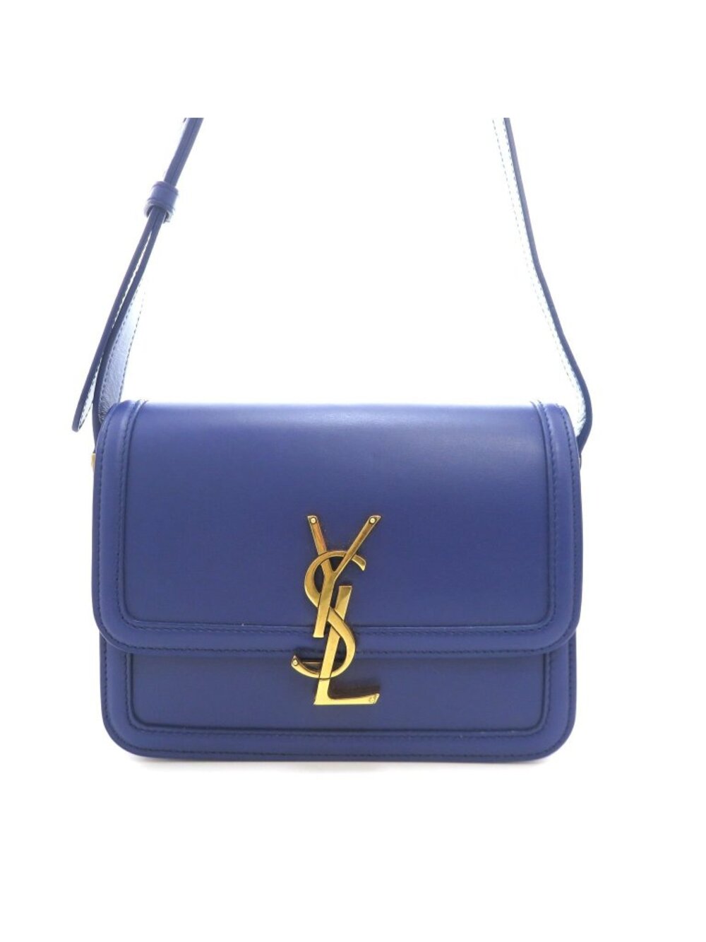 Saint Laurent Solferino Small Satchel Shoulder Bag Leather Blue
